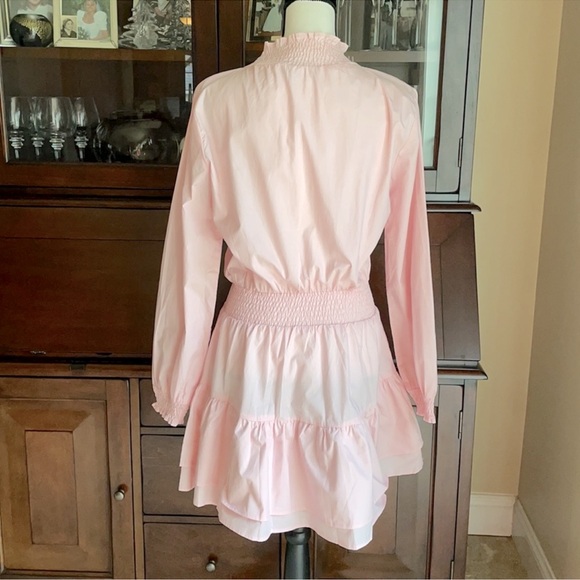 Nasty Gal Coquette Girl Barbie Millennial Blush Pink Smocked Waist Dress Size 4 - Picture 10 of 15